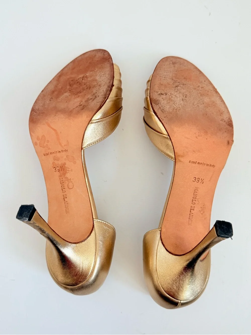Manolo Blahnik Sedaraby Gold Crystal D’Orsay Heels 39.5 SATC Carrie Bradshaw